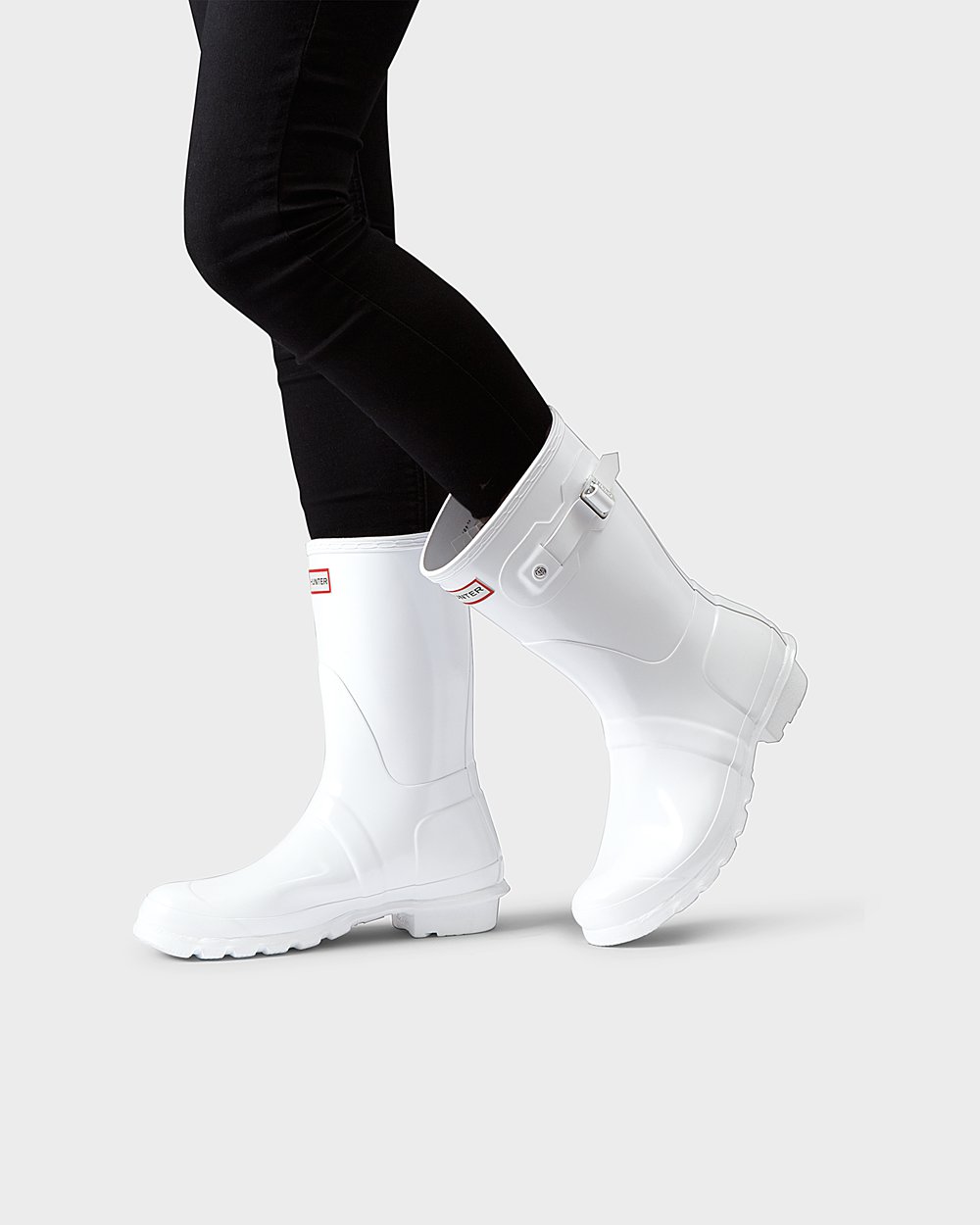 Womens Short Rain Boots - Hunter Original Gloss (39KFGUEPQ) - White